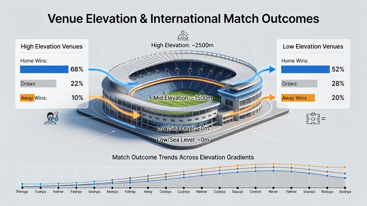 Data visualisation of goal distributions comparing low versus high elevation international matches